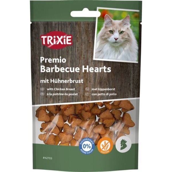 Ласощі Trixie Premio Barbecue Hearts with Chicken Breast для котів сердечка з куркою 50 г 1111124005 фото
