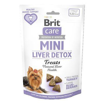 Ласощі Brit Care Mini Treats Liver Detox для собак малих порід детокс печінки індичка смак чорниця 50 г 1111210202 фото