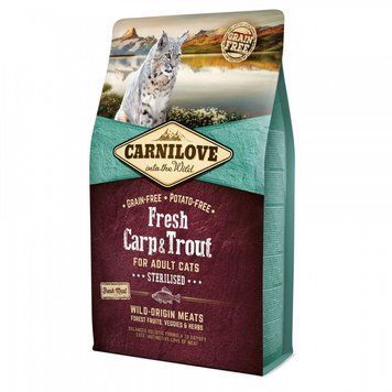Корм сухий Carnilove Fresh Carp and Trout Sterilised for Adult Cats для дорослих стерилізованих та кастрованих котів з короп 1111153670 фото