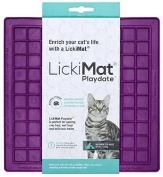 Лизальний килимок антистрес для котів LickiMat Playdate Purple Cat, м'яка основа 27786 фото