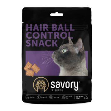 Хрумкі ласощі Savory Cats Snacks Pillows Hair Ball Control для дорослих котів, подушечки для виведення шерсті, 180 г 1111204197 фото