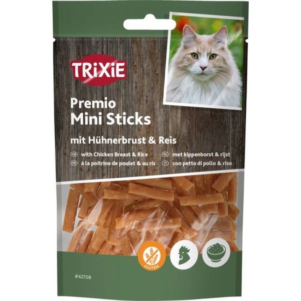 Ласощі Trixie Premio Chicken Mini Sticks для котів мініпалички з куркою та рисом 50 г 1111133313 фото
