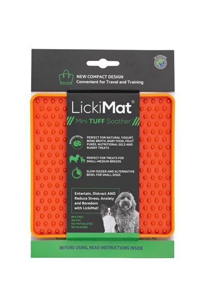 Лизальний килимок антистрес для маленьких собак собак LickiMat Mini Tuff Soother Orange, тверда основа 30325 фото