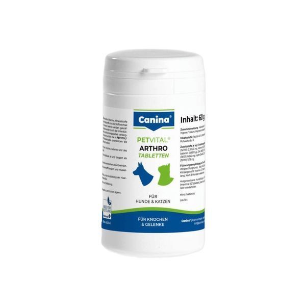 Мінеральний комплекс Canina Petvital Arthro-Tabletten для собак та котів для проблемних суглобів 60 г 60 табл. 1111111977 фото