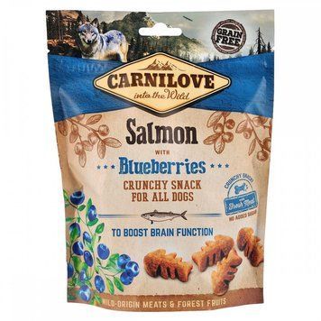 Ласощі Carnilove Dog Crunchy Snack Salmon with Blueberries для собак для покращення роботи мозку з лососем та чорницею 200 г 1111153867 фото