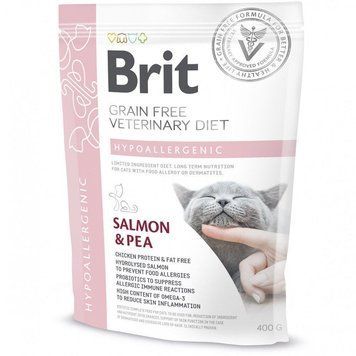 Корм сухий Brit Grain Free VetDiet Cat Hypoallergenic для котів з харчовою алергією та непереносимістю з лососем та горохом 1111152750 фото