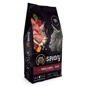 Корм сухий Savory Adult Cat Steril Fresh Turkey with Duck для стерилізованих котів з індичкою та качкою 8 кг 1111171629 фото