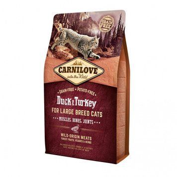 Корм сухий Carnilove Cat Large Breed для дорослих котів великих порід з качкою та індичкою 2 кг 1111145060 фото