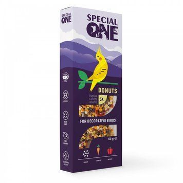 Ласощі Special One Пончики для декоративних птахів паприка морква кунжут 60 г 1111166926 фото