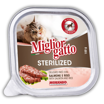 Консерви для стерилізованих котів Morando Migliorgatto Sterilized з лососем та рисом 100 g 01454 фото