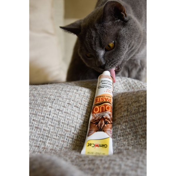 Паста GimCat DUO PASTE Anti-hairboll malt with cheese для котів з чутливим травленням усіх порід мальт та сир 50г 1111183698 фото