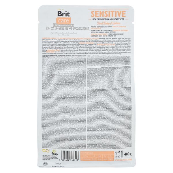 Корм сухий Brit Care Cat Grain Free Sensitive HDigestion Delicate Taste для котів з чутливим травленням індичка та лосось 40 1111162353 фото
