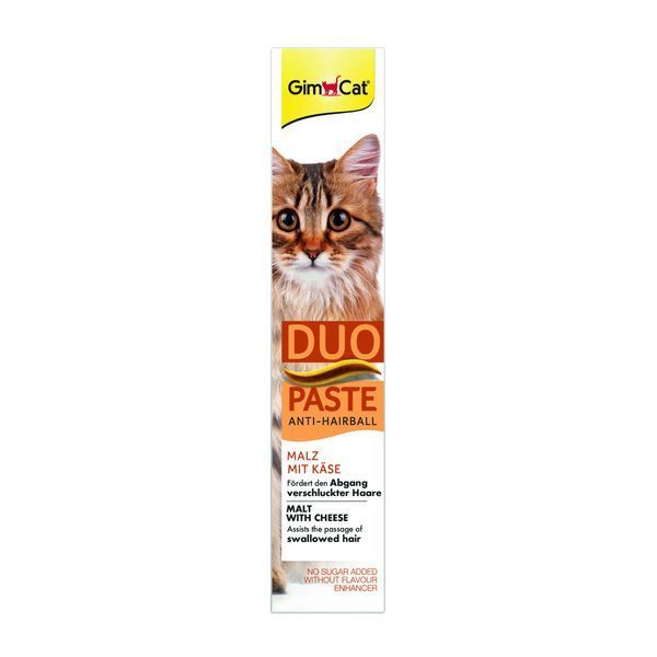 Паста GimCat DUO PASTE Anti-hairboll malt with cheese для котів з чутливим травленням усіх порід мальт та сир 50г 1111183698 фото