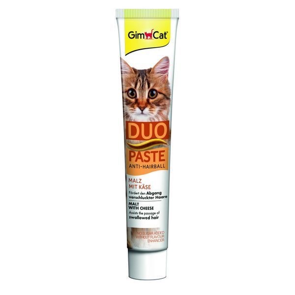 Паста GimCat DUO PASTE Anti-hairboll malt with cheese для котів з чутливим травленням усіх порід мальт та сир 50г 1111183698 фото
