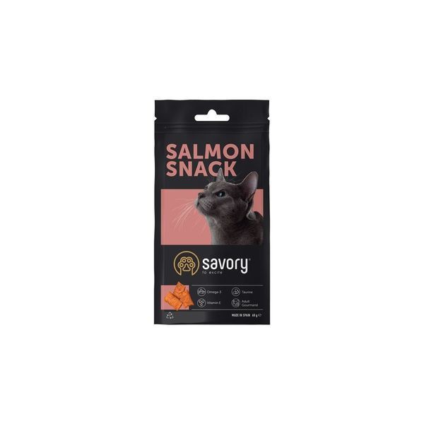 Хрумкі ласощі Savory Cats Snacks Pillows Gourmand with Salmon для дорослих вибагливих котів подушечки з лососем 60 г 1111171668 фото