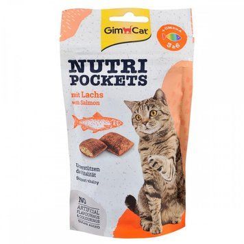 Вітамінні ласощі GimCat Nutri Pockets для котів для зміцнення імунної системи та здоров&rsquo;я з лососем Омега 3/6 60 г 1111138663 фото