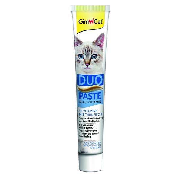 Паста GimCat DUO PASTE Multi-vitamin 12 vitamins with tuna для котів усіх порід 12 вітамінів та тунець 50г 1111183700 фото