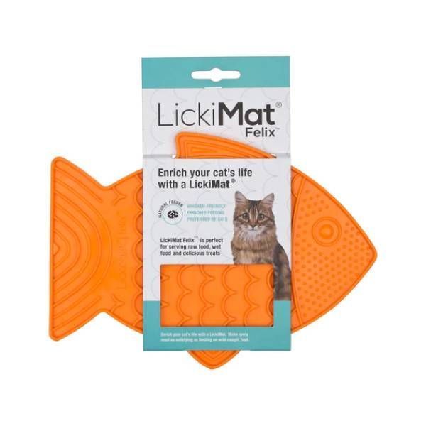 Лизальний килимок антистрес для кішок LickiMat Felix Orange у формі рибки 27799 фото