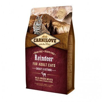 Корм сухий Carnilove Cat Energy and Outdoor для дорослих активних котів з північним оленем 2 кг 1111145066 фото
