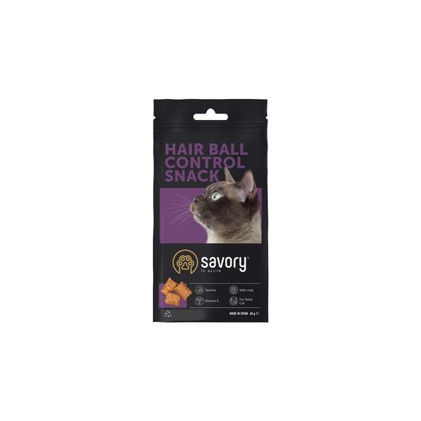Хрумкі ласощі Savory Cats Snacks Pillows Hair Ball Control для дорослих котів подушечки для виведення шерсті 60 г 1111171671 фото