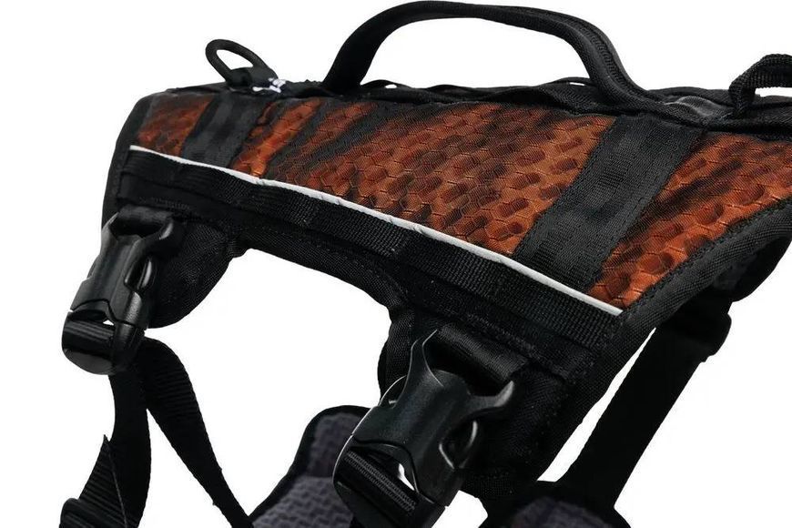 Удлиненная шлея для собак Rock harness long Non-stop dogwear Черный/Оранжевый XS 40701 фото