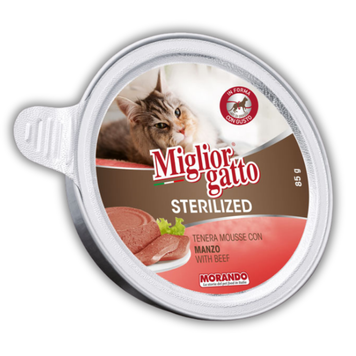 Беззернові консерви для стерилізованих котів Morando Migliorgatto Sterilized мус з телятиною 85 g 01461 фото