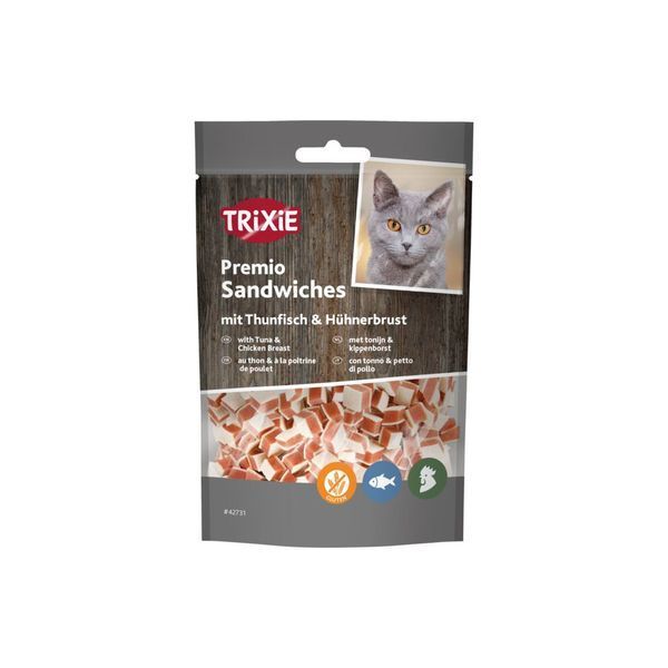 Ласощі Trixie Premio Tuna Sandwiches для котів кубики з тунцем і куркою 50 г 1111139044 фото