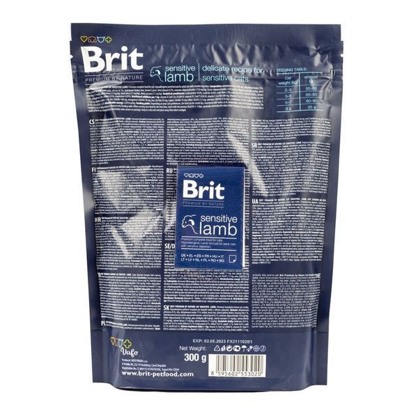 Корм сухий Brit Premium by Nature Cat Sensitive для котів із чутливим травленням з ягням 300 г 1111167472 фото