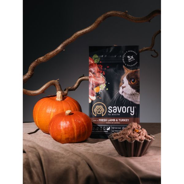 Корм сухий Savory Adult Cat Sensitive Digestion Fresh Lamb and Turkey для дорослих котів з чутливим травленням зі свіжою ягн 1111163000 фото
