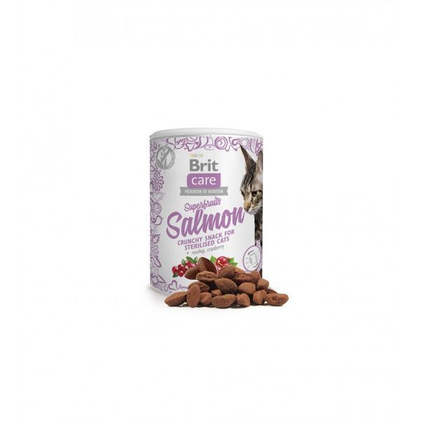 Ласощі Brit Care Superfruits Salmon д/стерилізованих котів з лососем шипшиною та журавлиною 100 г 1111176210 фото