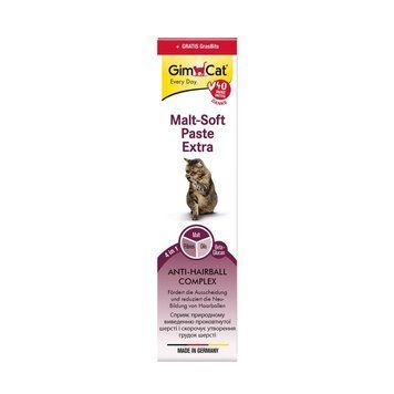 Паста GimCat Every Day Malt-Soft Paste Extra для котів для виведення шерсті зі шлунку 200г та вітамін. таблетки Gim Cat Gras 1111190892 фото