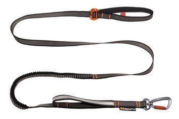 Регульований повідець для собак Touring bungee adjustable Non-stop dogwear Чорний/Сірий 23 мм 41382 фото
