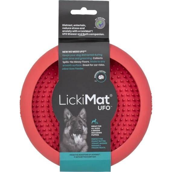 Лизальний килимок антистрес для собак LickiMat UFO Pink, для купання та догляду, на присосках 27775 фото