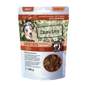 Натуральні ласощі з мʼяса Курки та Оленини Chewies Lucky Bits для дорослих собак 100 г 32172 фото