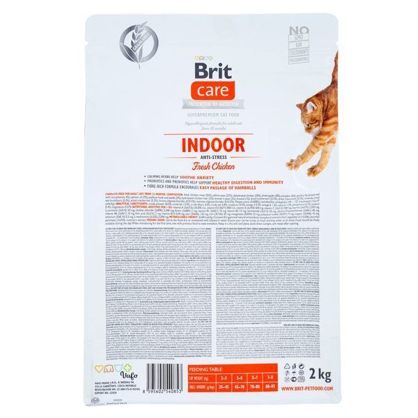 Корм сухий Brit Care Cat Grain Free Indoor Anti-stress для дорослих домашніх котів гіпоалергенний з куркою 2 кг 1111162367 фото