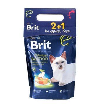 Набір 2+1 Brit Premium by Nature Cat Sterilized Salmon 300 g (д/стерилізованих котів з лососем) 1111174019 фото