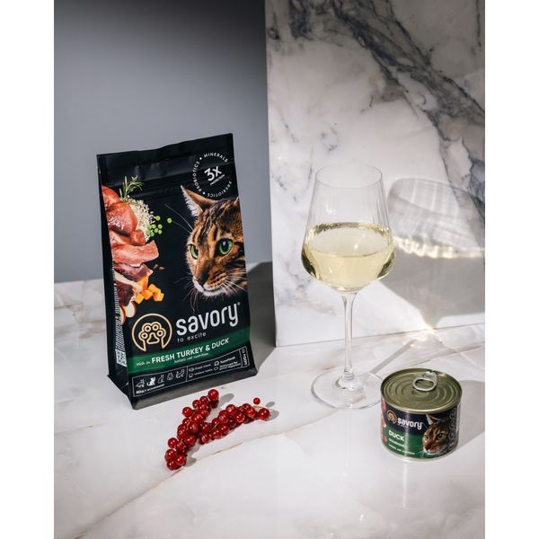 Корм сухий Savory Adult Cat Gourmand Fresh Turkey and Duck для дорослих котів зі свіжою індичкою і качкою 400 г 1111162997 фото