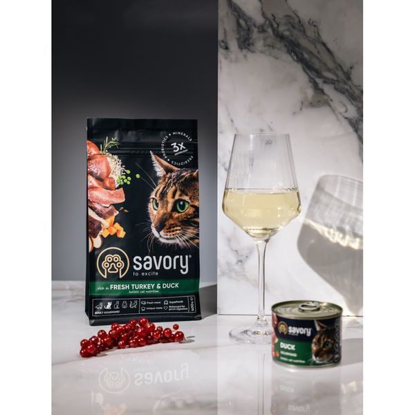 Корм сухий Savory Adult Cat Gourmand Fresh Turkey and Duck для дорослих котів зі свіжою індичкою і качкою 400 г 1111162997 фото