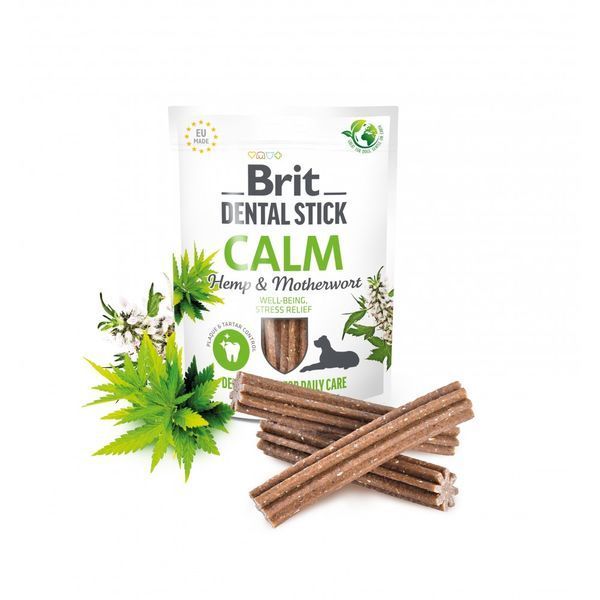 Ласощі Brit Dental Stick Calm для дорослих собак з коноплею та пустирником заспокійливі 7 шт 251 г 1111174806 фото