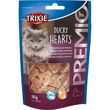 Ласощі Trixie Premio Ducky Hearts для котів сердечка з качкою та рибою 50 г 1111128593 фото