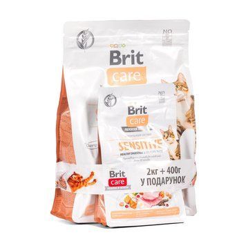 НАБІР Корм сухий Brit Care GF Sensitive Healthy Digestion and Delicate Taste д/котів з чутливим травленням індичка і лосось 1111186557 фото