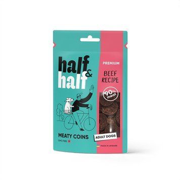 Ласощі HalfHalf м ясні монетки для собак з яловичиною 100 г 1111175709 фото