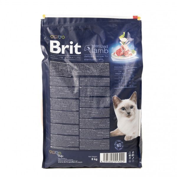 Корм сухий Brit Premium by Nature Cat Sterilized Lamb для стерилізованих котів з ягням 8 кг 1111167487 фото