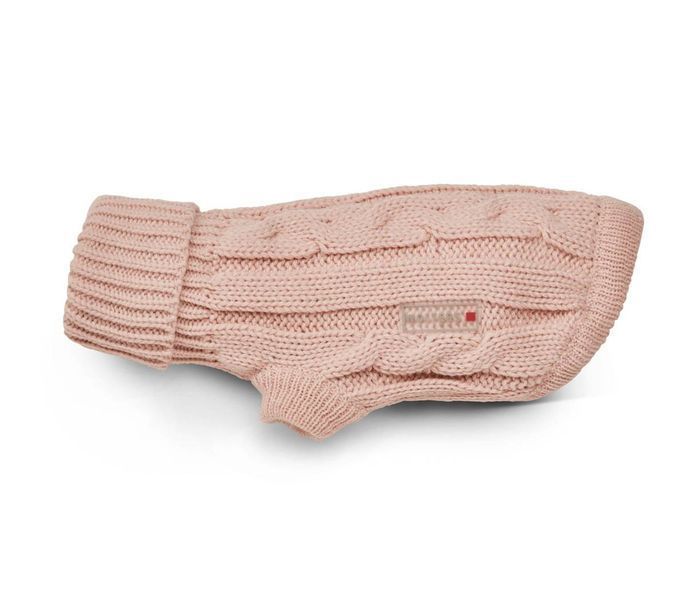 В'язаний светр для собаки Wolters Cable Knit з візерунком коси 40 см Рожевий 28422 фото
