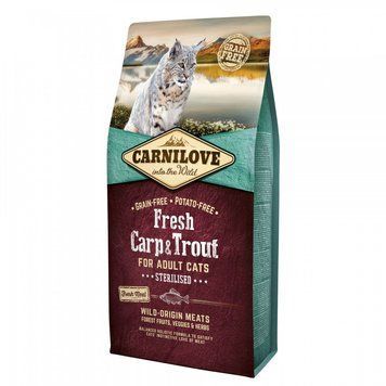 Корм сухий Carnilove Fresh Carp and Trout Sterilised for Adult cats для дорослих стерилізованих та кастрованих котів з короп 1111152301 фото
