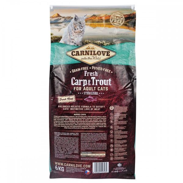 Корм сухий Carnilove Fresh Carp and Trout Sterilised for Adult cats для дорослих стерилізованих та кастрованих котів з короп 1111152301 фото