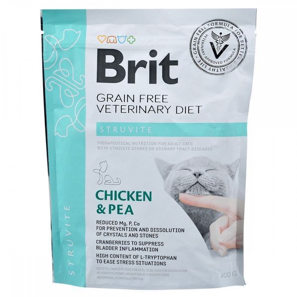 Корм сухий Brit Grain Free VetDiet Cat Struvite для котів з сечокам яною хворобою з куркою та горохом 400 г 1111152746 фото