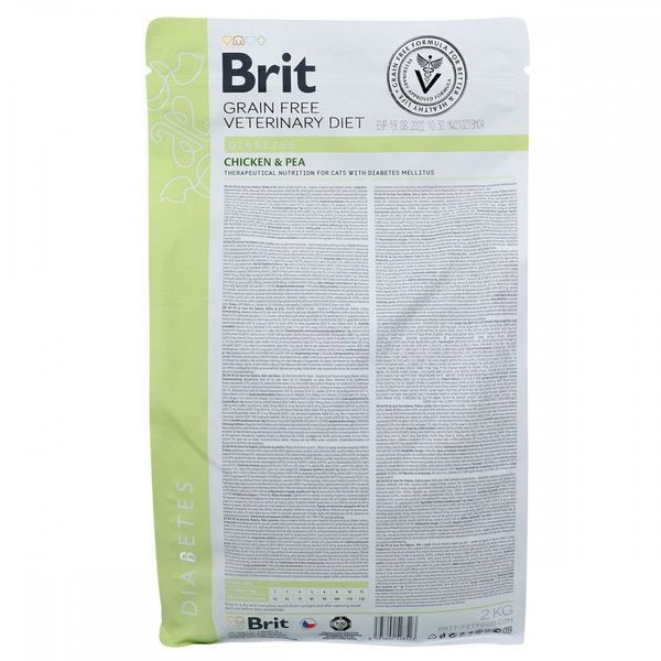 Корм сухий Brit Grain Free VetDiet Cat Diabetes для котів з цукровим діабетом беззерновий з куркою та горохом 2 кг 1111152755 фото