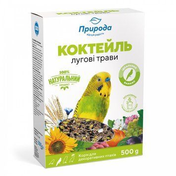 Корм Природа Коктейль для хвилястих папуг лугові трави та насіння льону 500 г 1111158782 фото