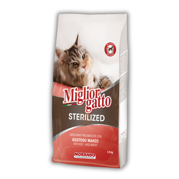 Сухий корм для стерилізованих котів Morando Migliorgatto Sterilized з яловичиною 1,5 kg 10563 фото